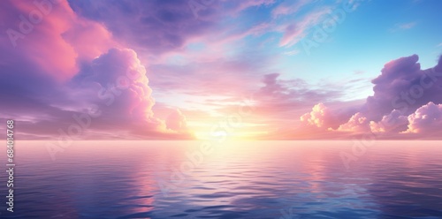 Dawn s Majesty  A Stunning Showcase of Sun  Sea  and Clouds Generative AI