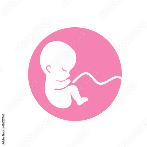 Fetus baby in mother womb. Perfect for obstetric gynecology sign and symbol.