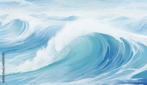 Mesmerizing Coastal Panorama: Waves Crashing into the Shoreline Generative AI