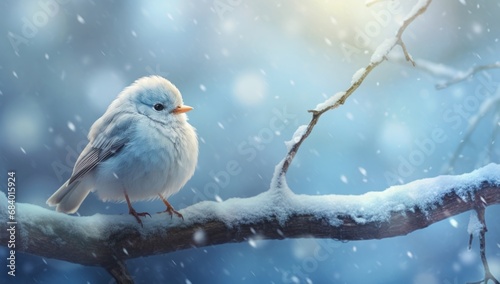 Unveiling the Winter's Serenity: The Majestic White Bird in a Snowy Landscape Generative AI