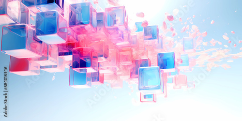 Abstract cube and water fall effect in motion backgrounds