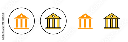Bank icon set for web and mobile app. Bank sign and symbol, museum, university