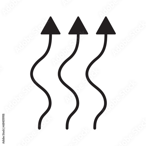 Upward curvy arrows icon, heat arrows symbol,steam moving up vector flat icon illustrationn onn white background..eps photo