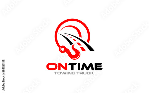 Illustration vector graphic of towing truck service logo design suitable for the automotive company