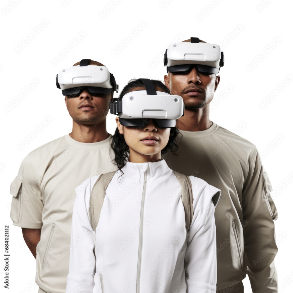 People wear virtual reality headset in transparent background People wear virtual reality headset in transparent background