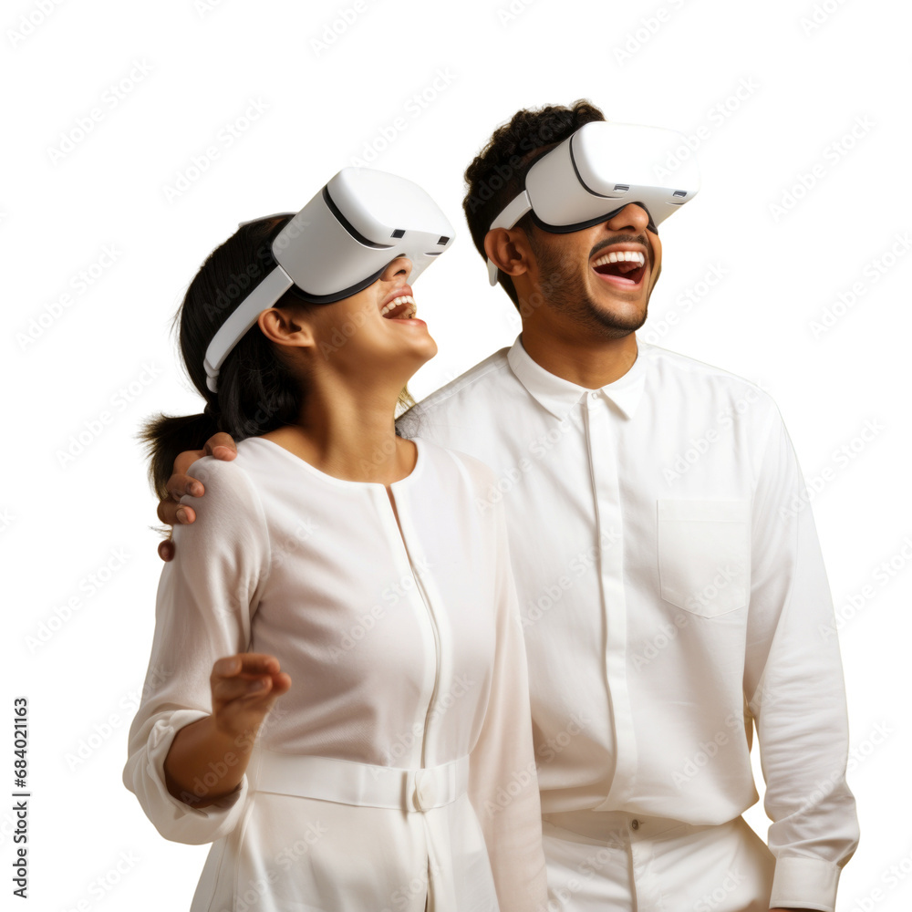 People wear virtual reality headset in transparent background People wear virtual reality headset in transparent background
