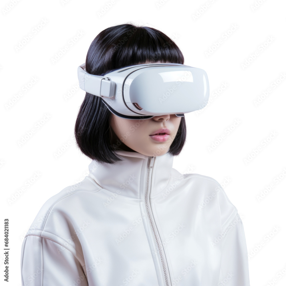 People wear virtual reality headset in transparent background People wear virtual reality headset in transparent background