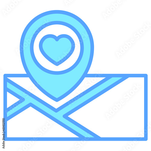 Favorite Places blue color icons, related to transportation, ride sharing theme