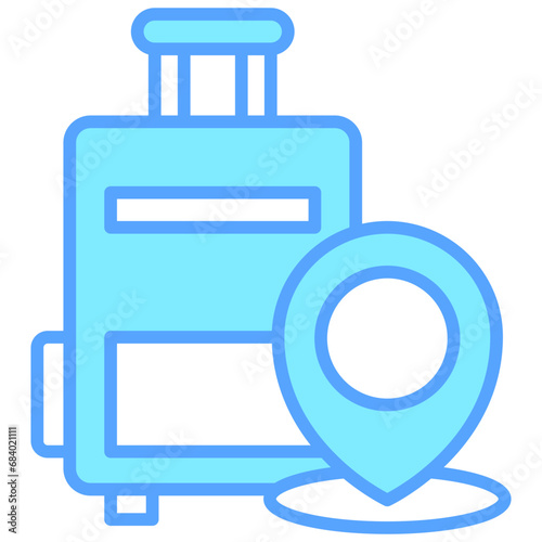 suitcase blue color icons, related to transportation, ride sharing theme