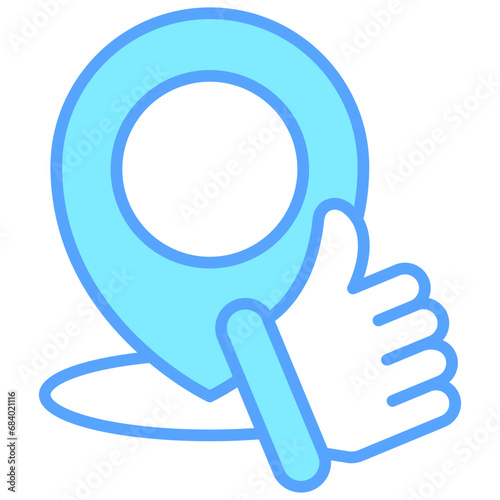 Favorite Places blue color icons, related to transportation, ride sharing theme