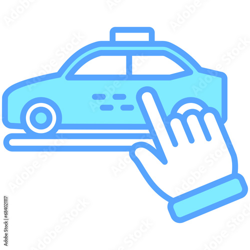 Choice blue color icons, related to transportation, ride sharing theme