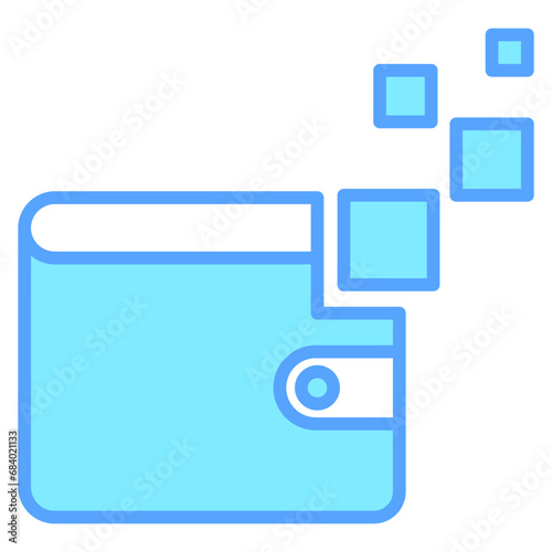 Digital Wallet blue color icons, related to transportation, ride sharing theme