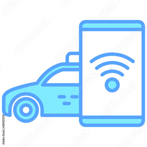 Wifi blue color icons, related to transportation, ride sharing theme