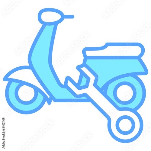 Maintenance blue color icons, related to transportation, ride sharing theme