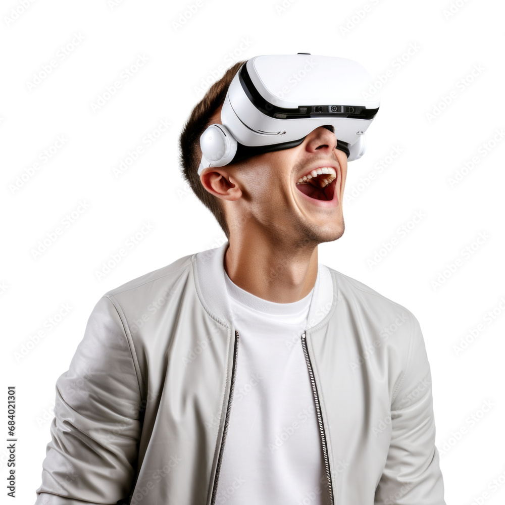 People wear virtual reality headset in transparent background People wear virtual reality headset in transparent background