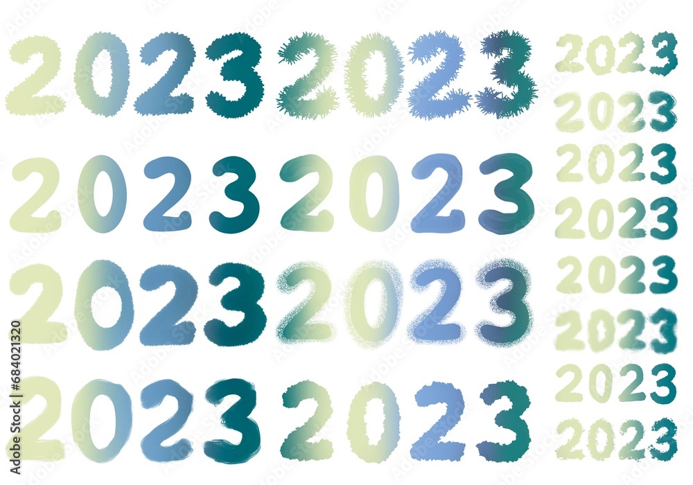 Set with 2023 numbers for stickers and cards and cards for postcard and magazines and hobbies and new year Set with 2023 numbers for stickers and cards and cards for postcard and magazines and hobbies and new year