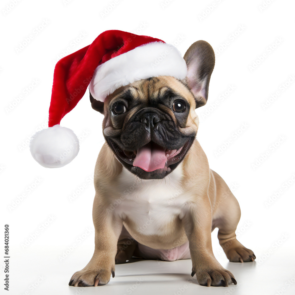 French bulldog wearing Santa Claus hat-1（サンタクロースの帽子をかぶるフレンチブルドッグ）