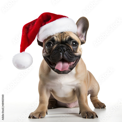 French bulldog wearing Santa Claus hat-1（サンタクロースの帽子をかぶるフレンチブルドッグ） © hiropika