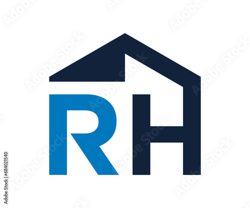 RH Home construction, real estate, building, property logo, RH house logo, RH letter logo Vector Template, RH initial vector monogram letter logo