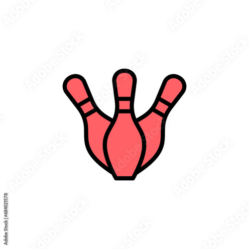 Bowling icon set illustration. bowling ball and pin sign and symbol.