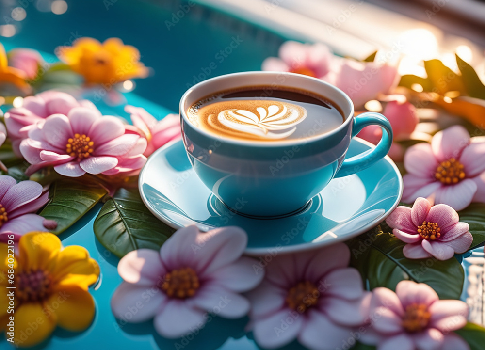 cup of coffee with flowers cup of coffee with flowers