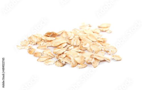 Pile of rolled oats isolated on white