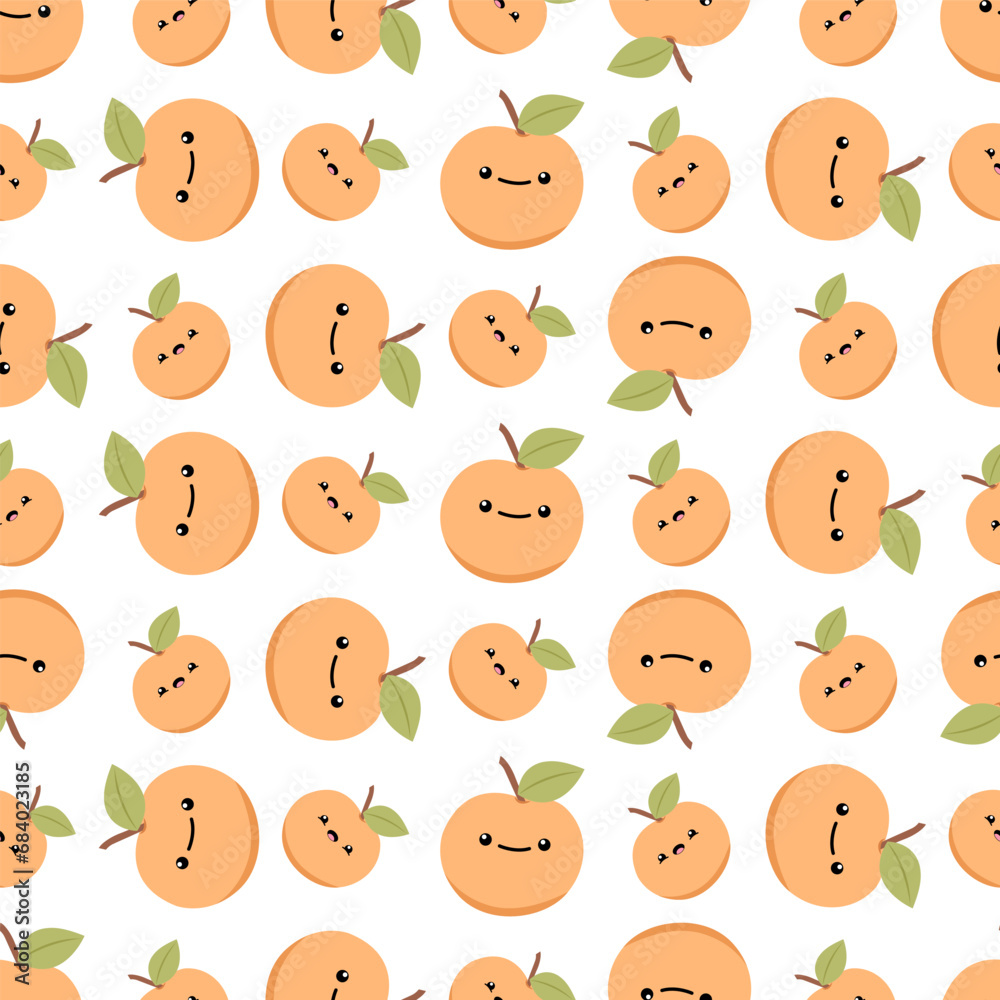 seamless pattern with happy peaches