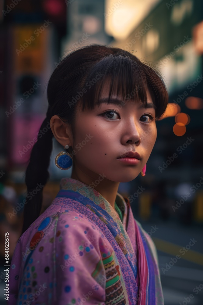 Photography Portrait of Modern Indigenous Woman, street photo, urban scene, closeup Photography Portrait of Modern Indigenous Woman, street photo, urban scene, closeup