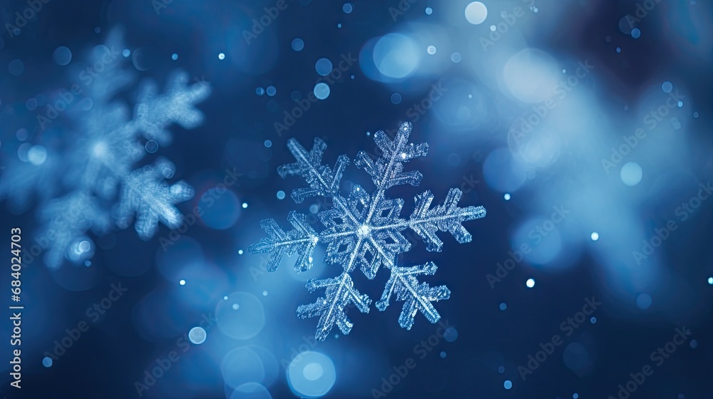 Macro Shot of a Single Snowflake Glittering Macro Shot of a Single Snowflake Glittering
