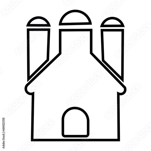 Drawn synagogue on white background