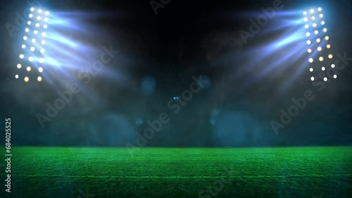 stadium Moving lights, animated flash. 3d render illustration 