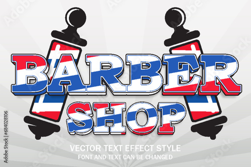 barber shop text typography editable text effect font style template design background