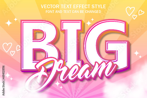 big dream pink cute typography editable text effect cartoon style template background design