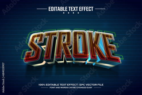 Stroke 3D editable text effect template