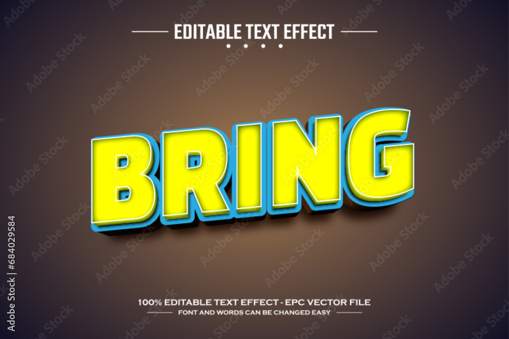 Bring 3D editable text effect template