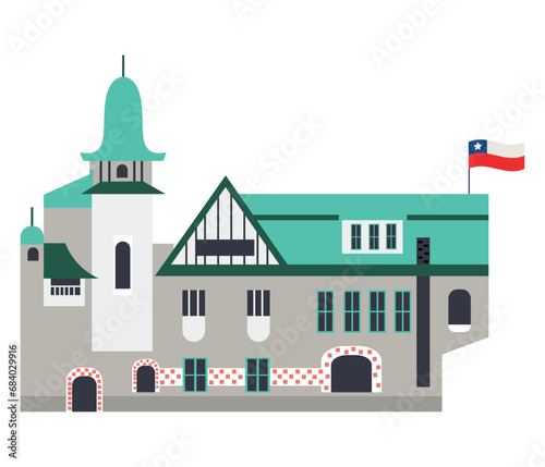 valparaiso building with chile flag
