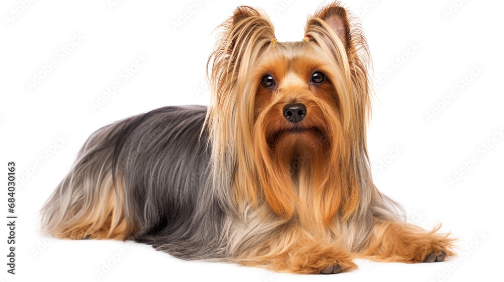 Yorkshire Terrier in front of a white backgroung Yorkshire Terrier in front of a white backgroung