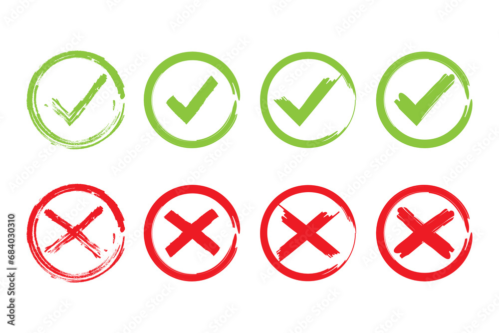 vector collection of check marks and cross marks in hand drawn brush style vector collection of check marks and cross marks in hand drawn brush style