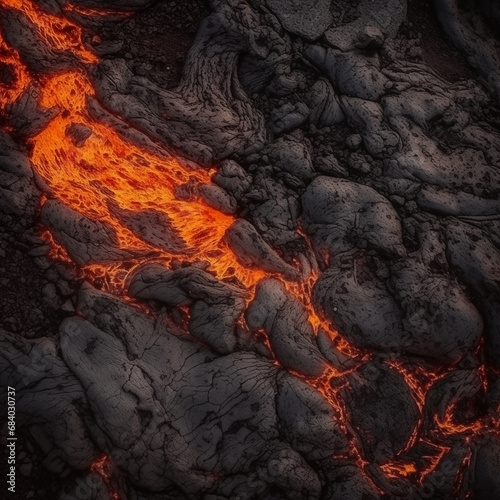 Extreme Hot Molten Lava Rocks with Texture (Generative AI)