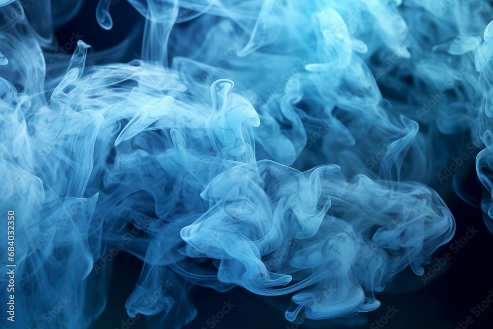 Fototapeta premium Blue smoke abstract on black background
