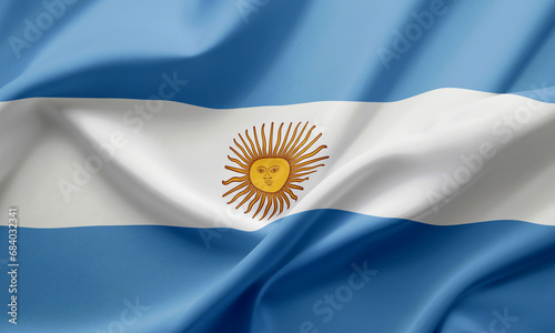 Closeup Waving Flag of Argentina