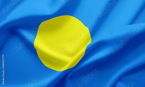 Closeup Waving Flag of Belau photo