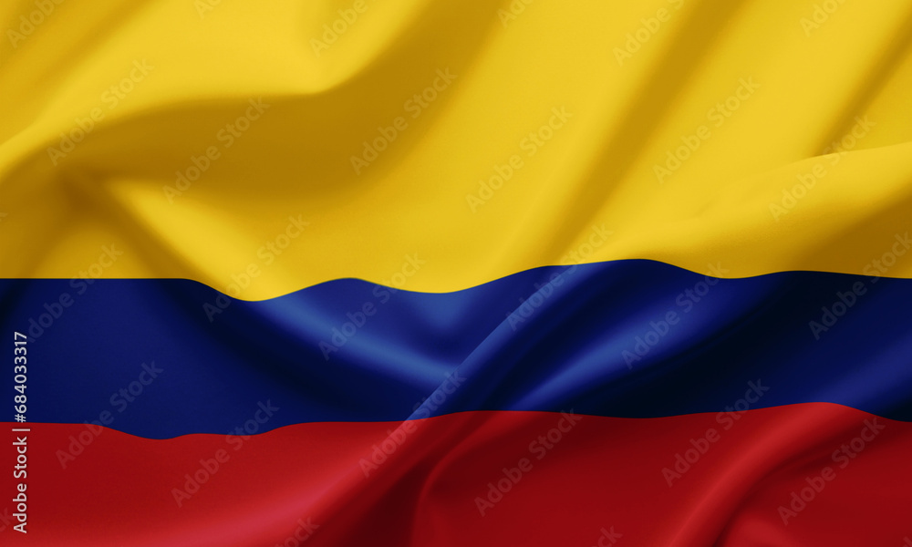 Fototapeta premium Closeup Waving Flag of Coolombia