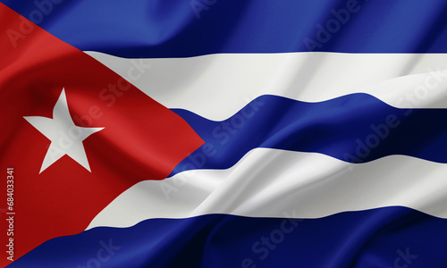 Photography Closeup Waving Flag of Cuba