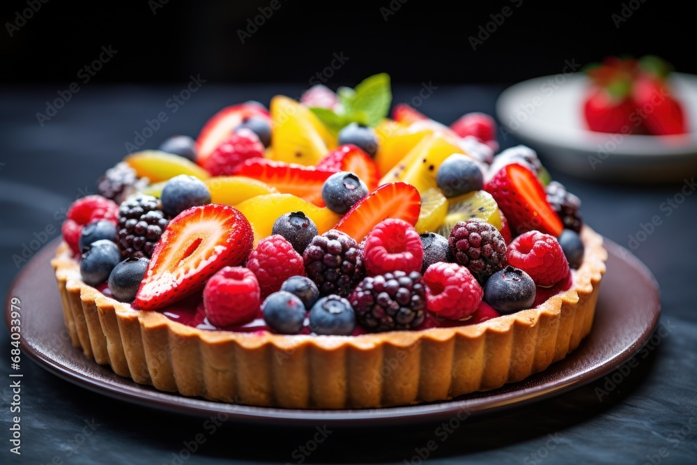 a fruit tart with berries on top