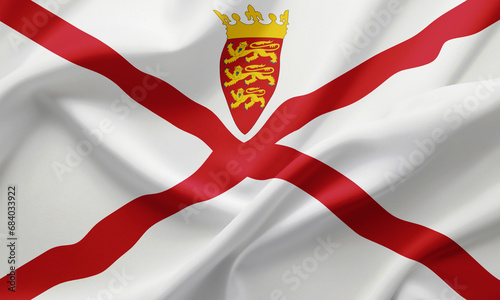 Closeup Waving Flag of Jersey photo