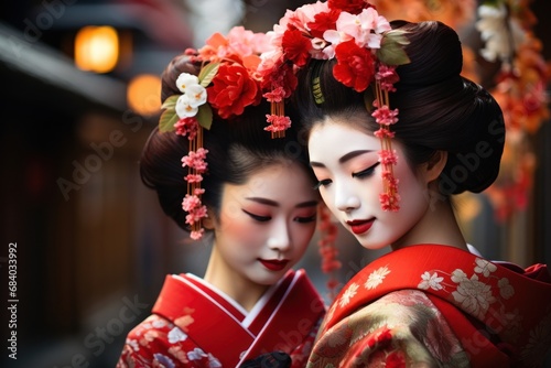 two women wearing traditional japanese clothing