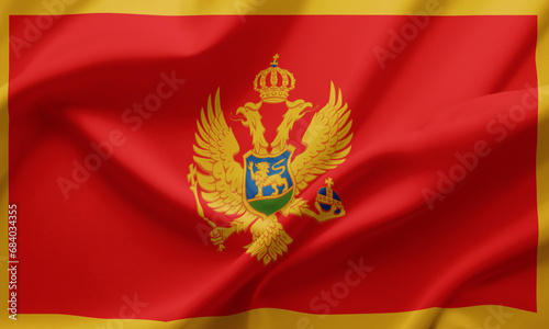 Closeup Waving Flag of Montenegro photo