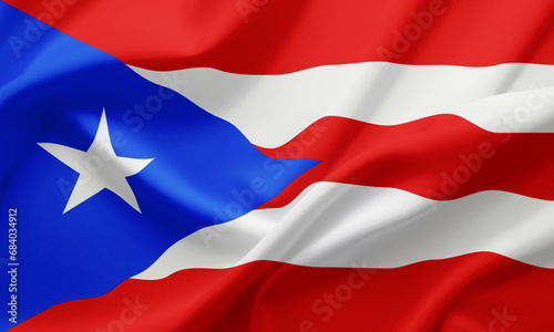 Closeup Waving Flag of Puerto Rico photo