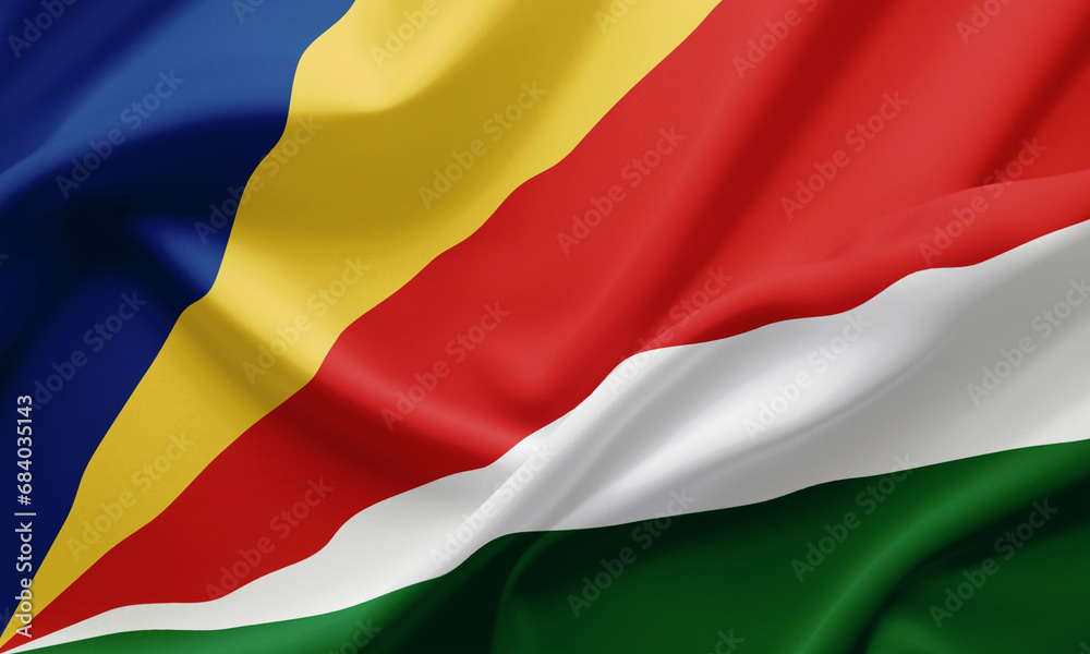 Closeup Waving Flag of Seychelles
